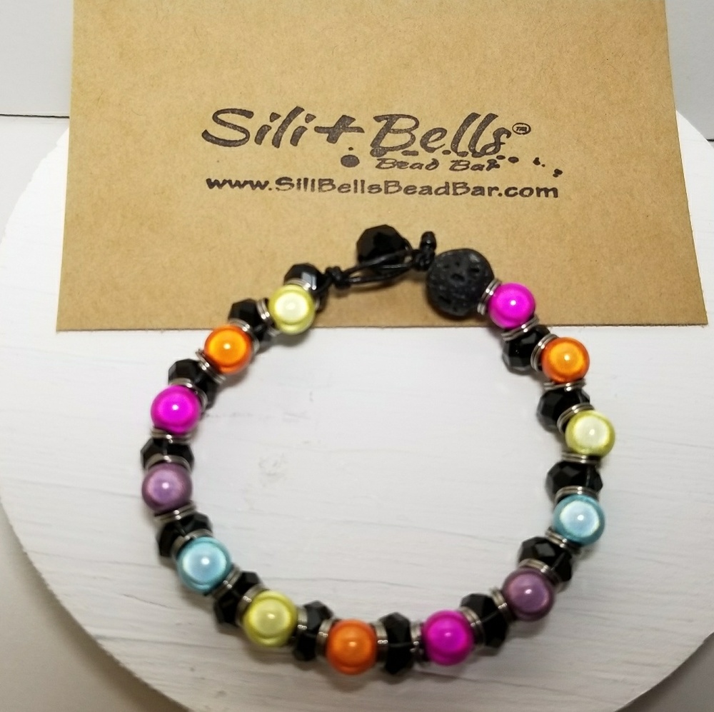 Handmade Bead & Leather Bracelet